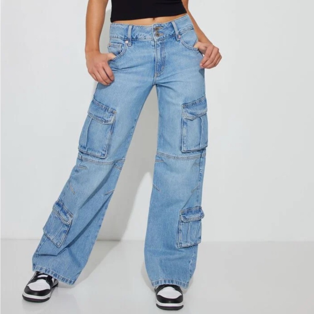 Garage Wide Leg Double Cargo Blue Jeans Size 0/24